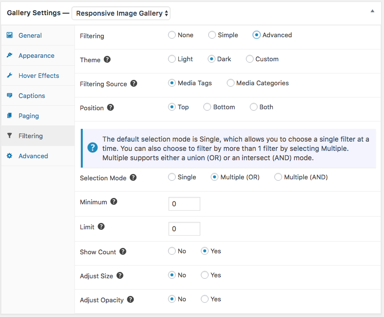 Advanced Filtering FooGallery Pro