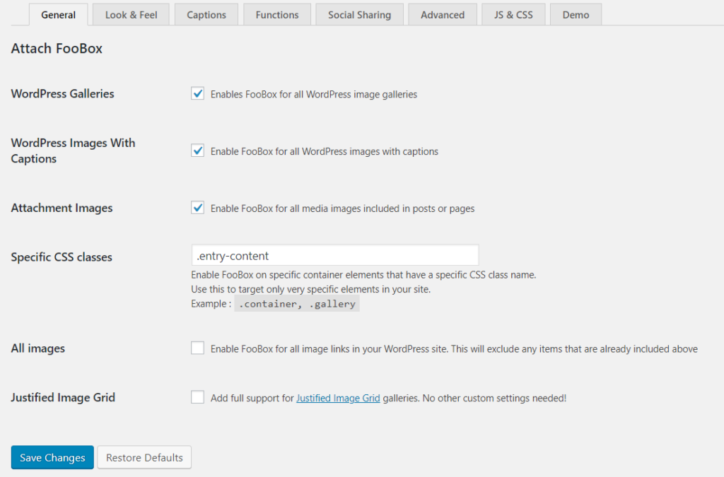 attachment settings