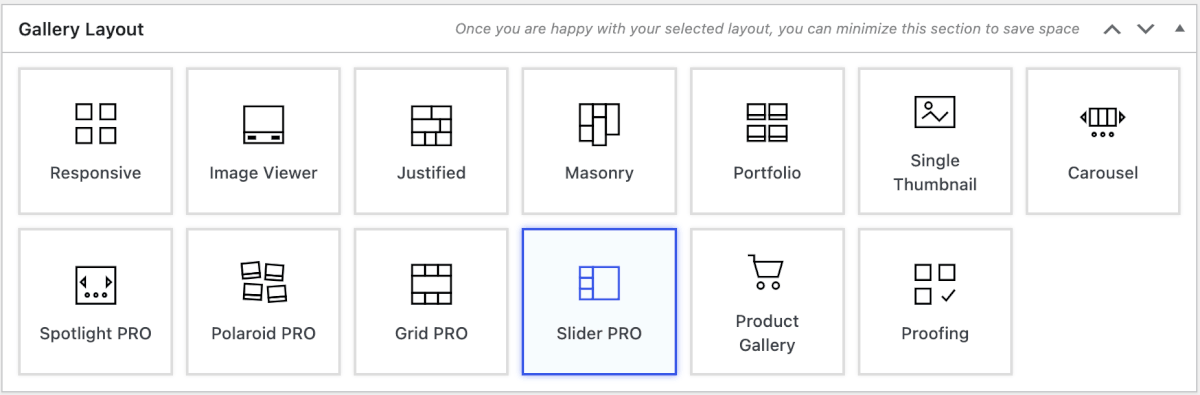 Select Slider PRO from the gallery layout options