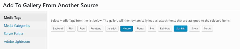 Create gallery from media tags