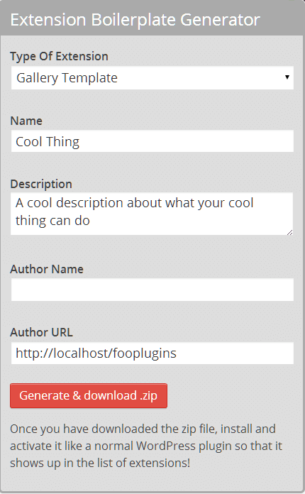 Extension Boilerplate Generator