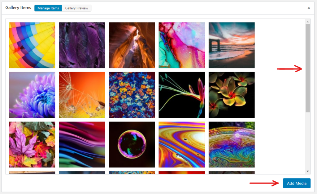 Manage media in your gallery admin