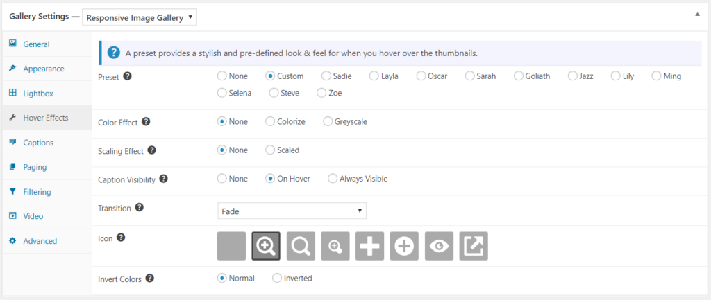 Hover effects for FooGallery