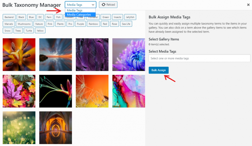 Bulk tagging available in FooGallery PRO Expert