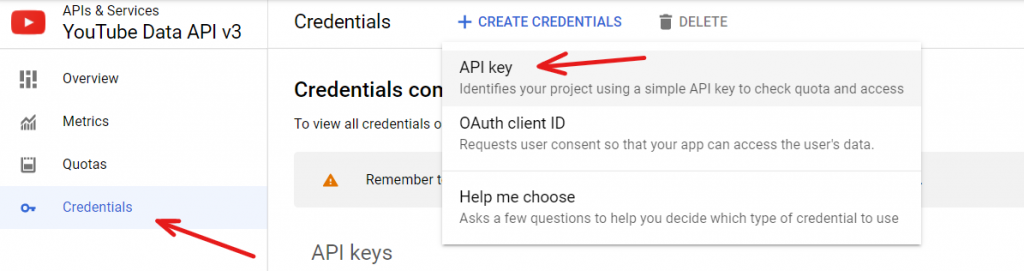 youtube API key