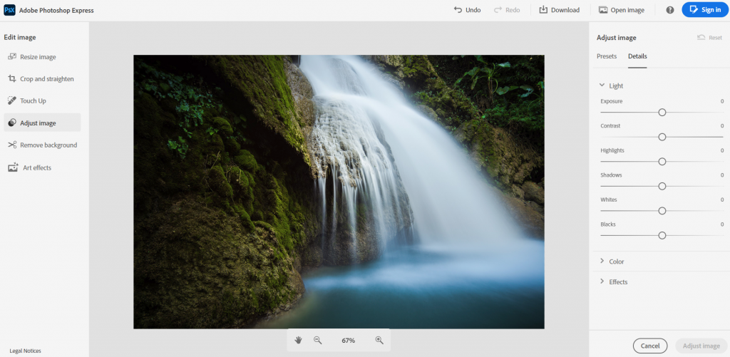 Adobe Photoshop express editor