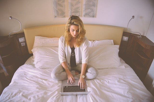 stock image of business woman working from home