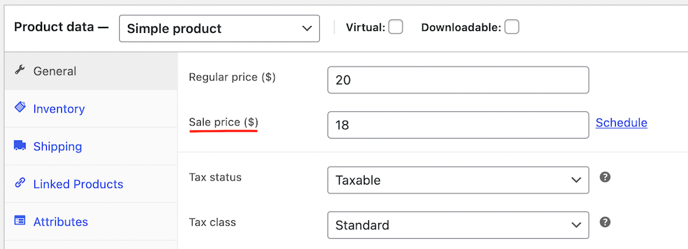 product prices and sale prices in WooCommerce products