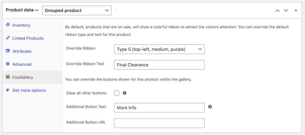 Product ribbon and button override settings