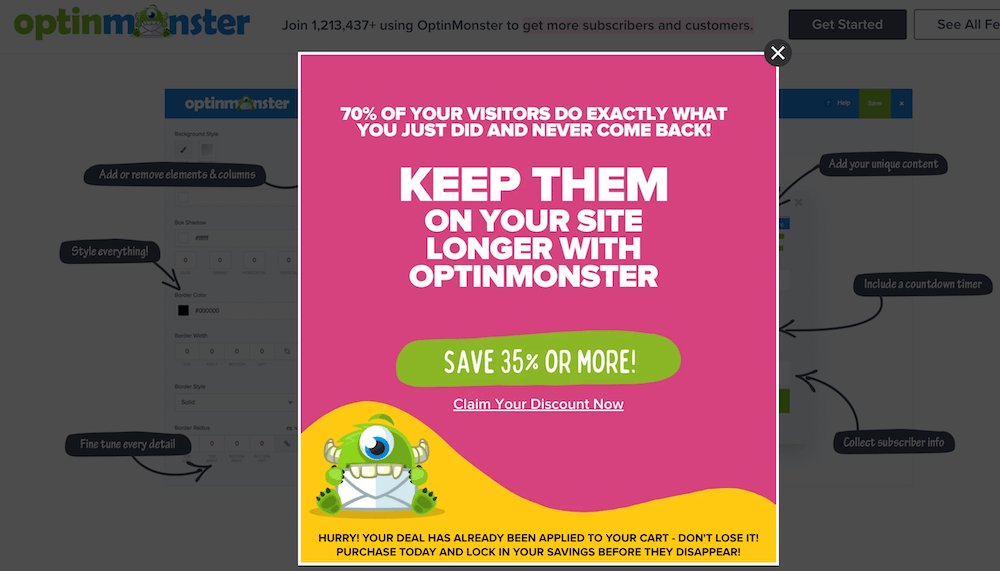 optinmonster exit intent popup