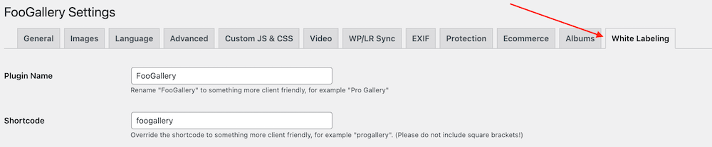 White labeling settings