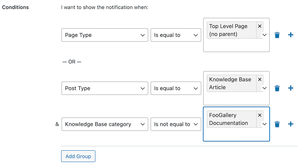 using groups for conditional visibility