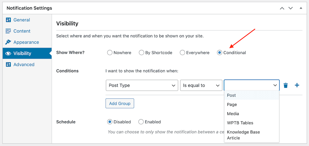 Conditional Visibility