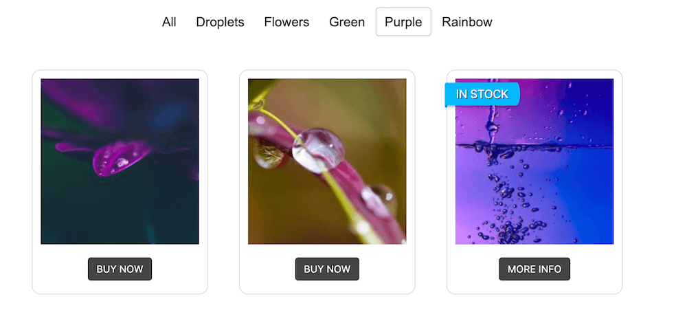 Filtering demo in FooGallery