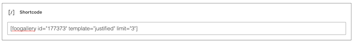 Using shortcode to edit a gallery.