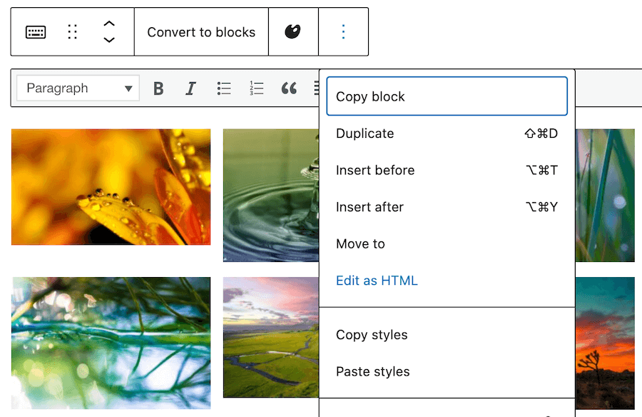 edit gallery in classic editor