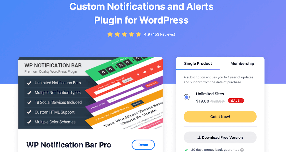 WP Notification Bar Pro