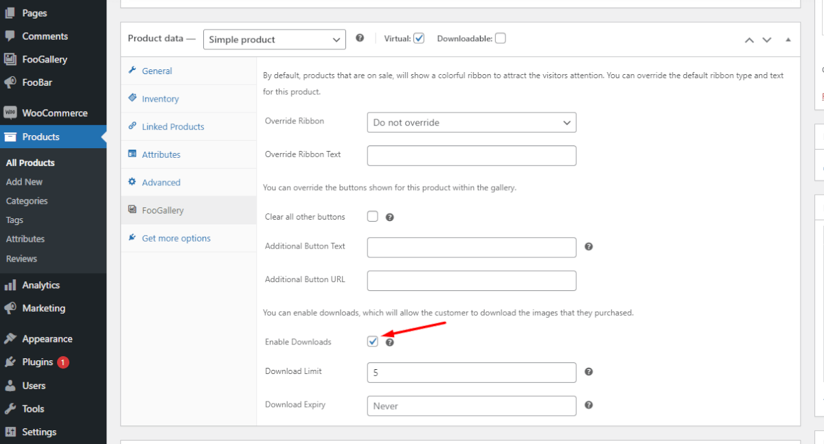 file download settings for WooCommerce master product