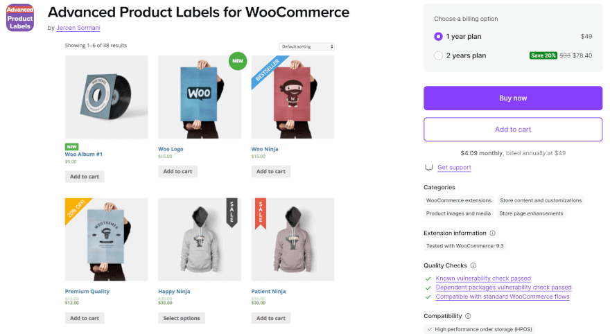 Product Labels for WooCommerce plugin overview