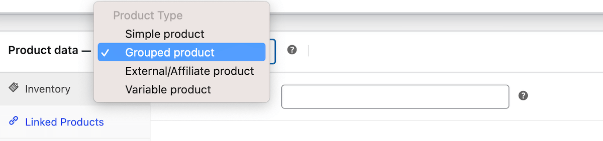 Creating a grouped product. 