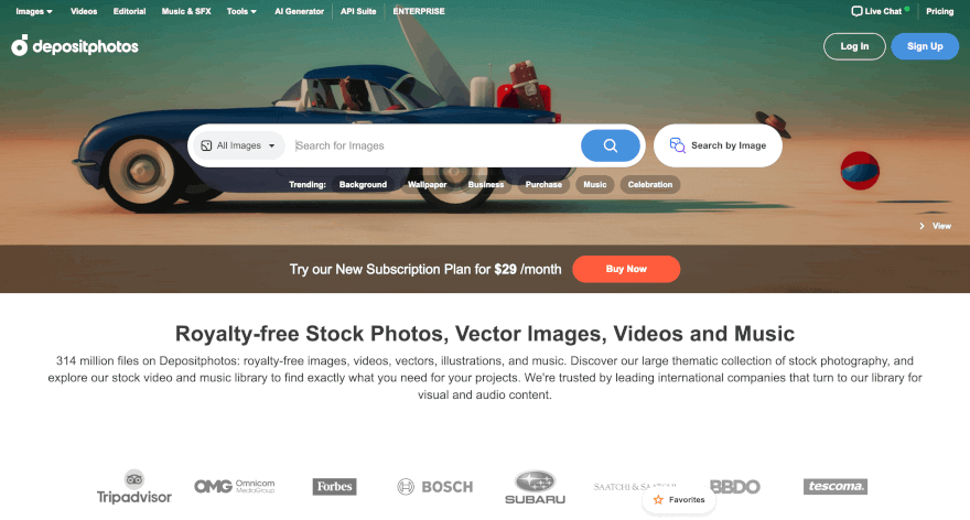 Depositphotos homepage for stock photography in the european market