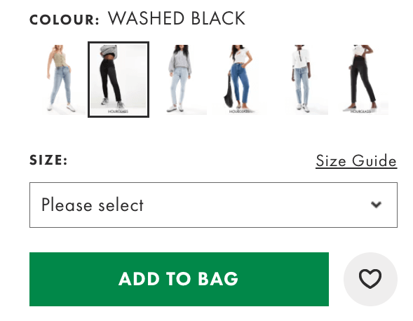 ASOS variable product button