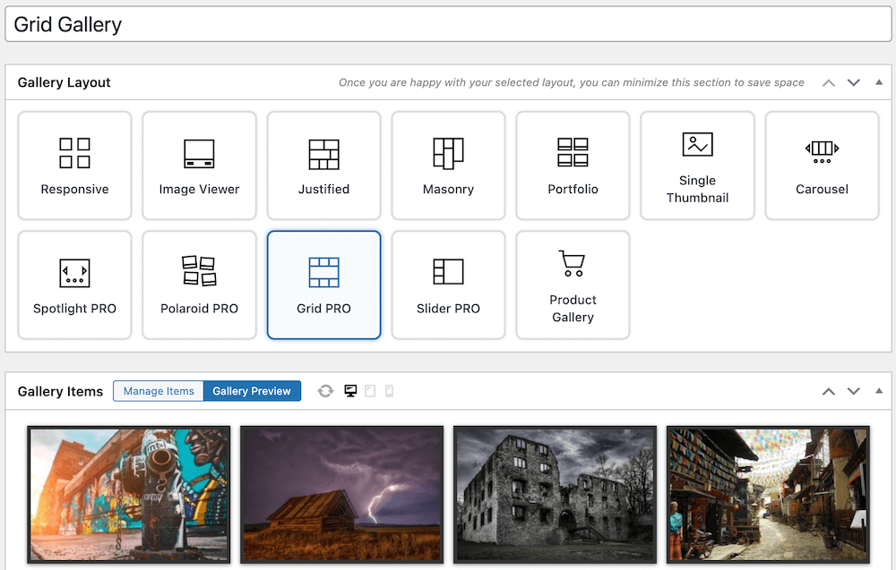 Use Grid Pro Layout for an image grid gallery style