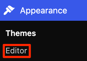 WordPress block theme appearance menu