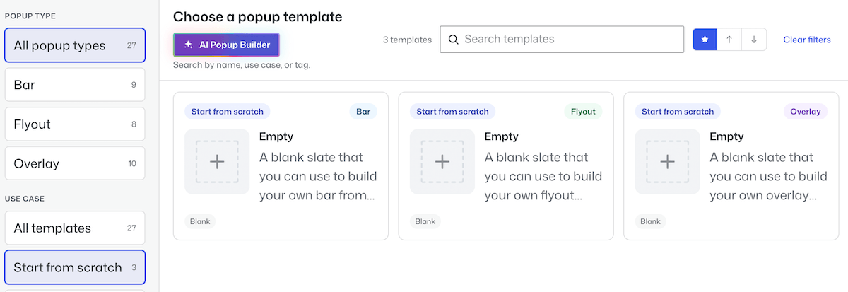 Add new popup and build from scratch