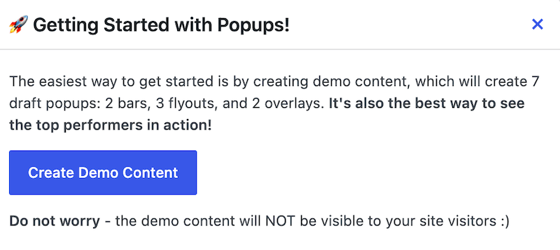 Create demo content in FooConvert to see how the popups work