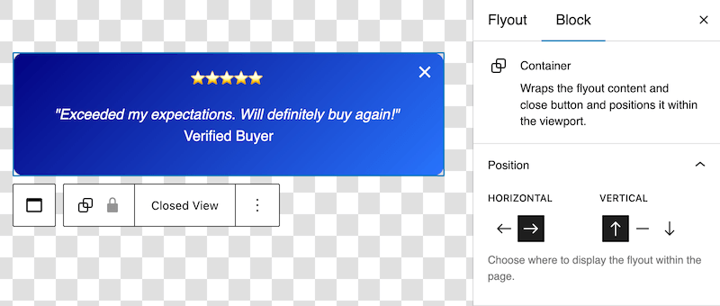 Set Flyout position for horizontal and vertical placement