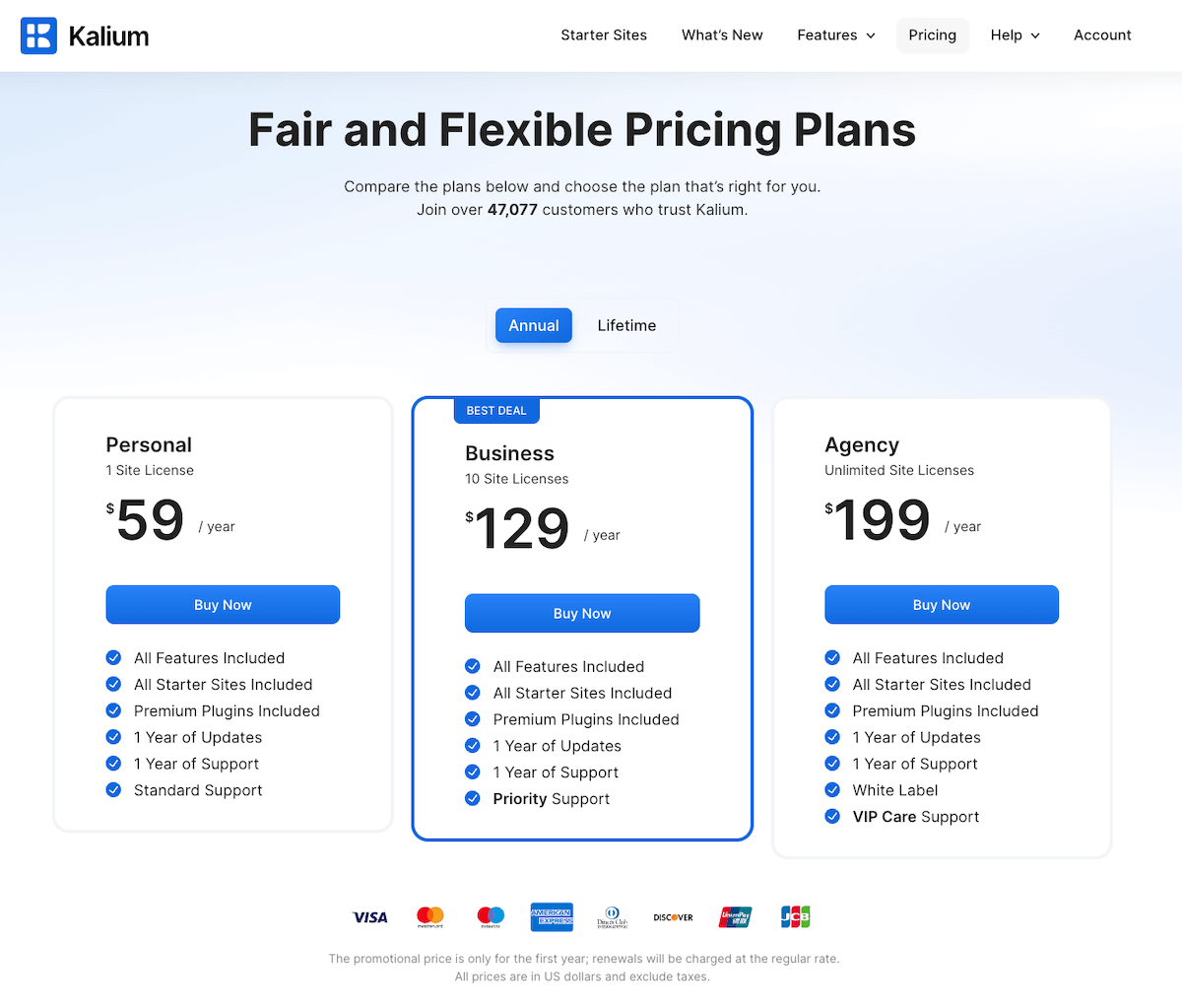 Kalium Pricing Page