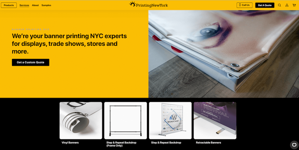 Printing New York landing page for banner printing