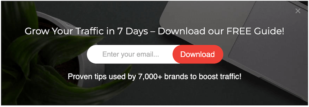 Lead generation sign up bar