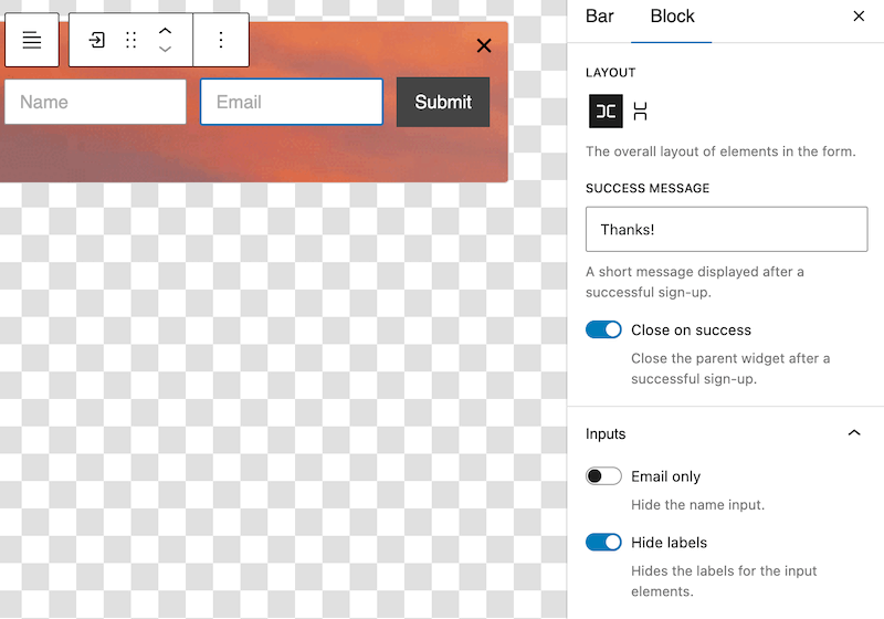 Sign up block for Fooconvert