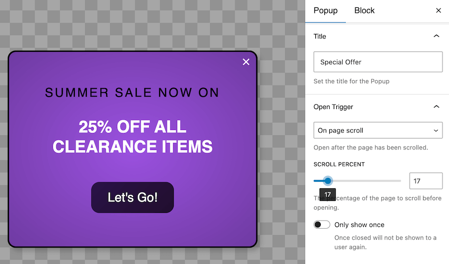 Special offer popup template for FooConvert