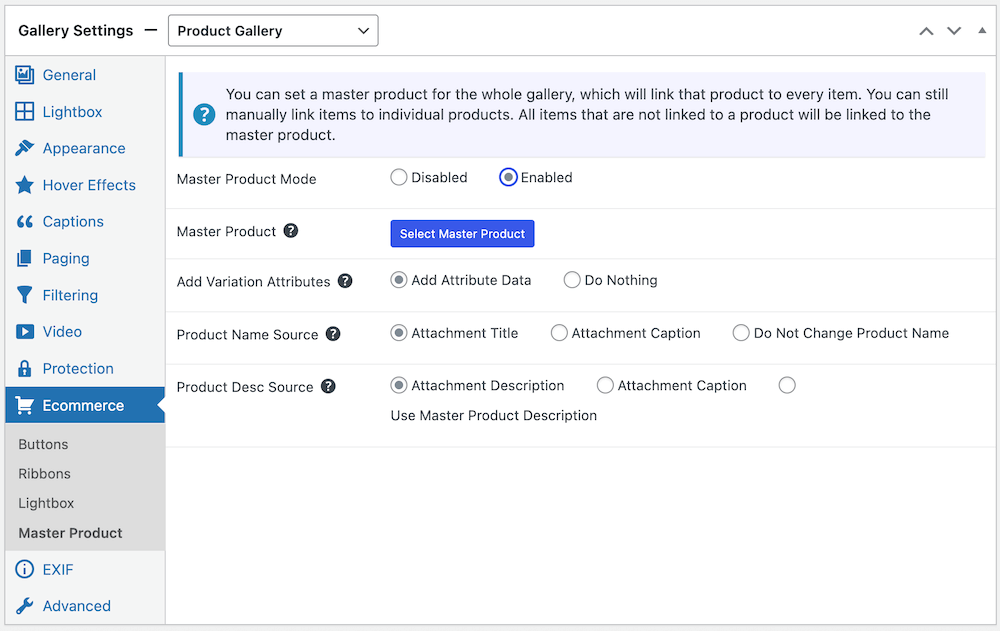 Master product updated to be more intuitive