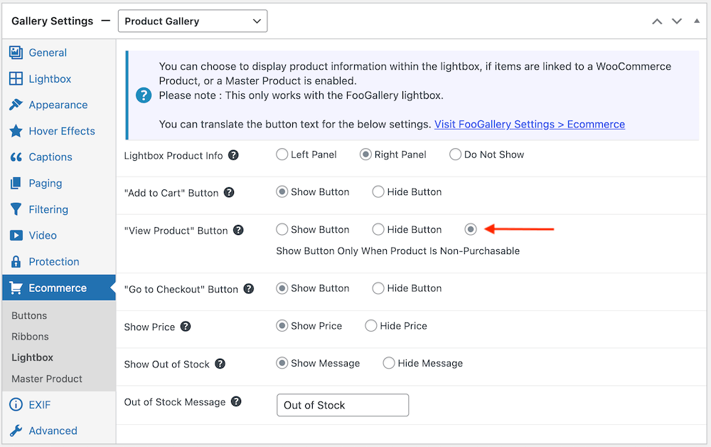 View product data when product is not purchasable setting