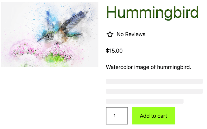 Single WooCommerce product with Add to Cart button