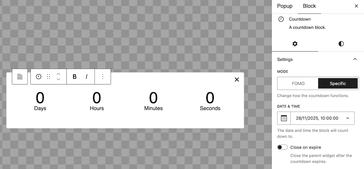 Specific countdown timer for FooConvert pro