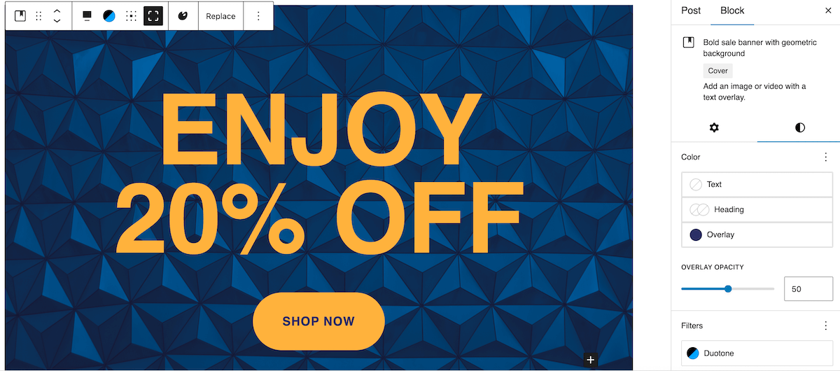 CTA pattern block available in native Gutenberg blocks
