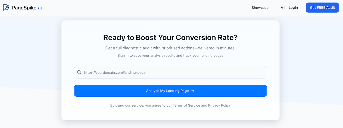 PageSpike’s landing page analyzer tool