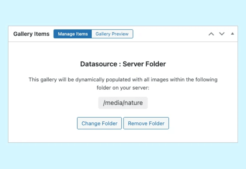 FooGallery dynamic gallery source settings