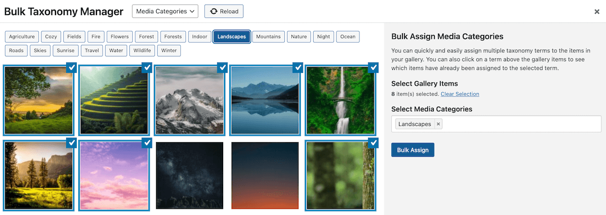 Add categories to images using Bulk Taxonomy Manager in FooGallery