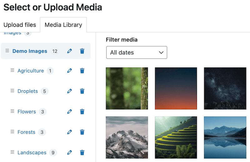 Sub-categories can be added to folders