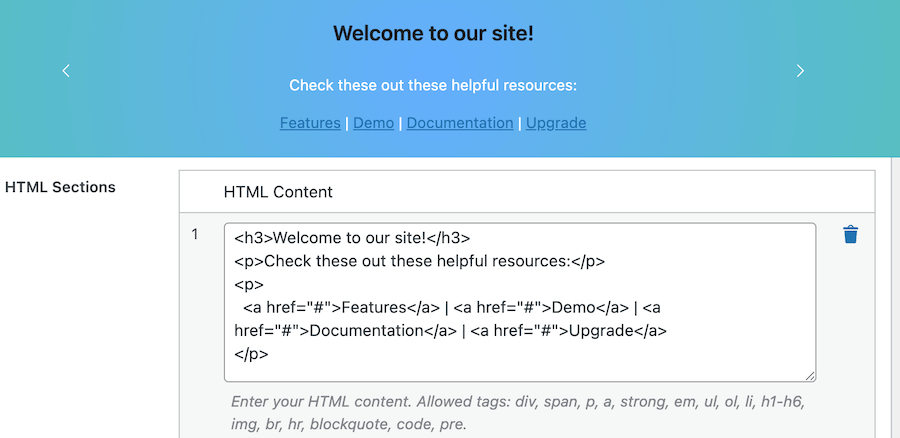 Section for the HTML bar in FooBar PRO