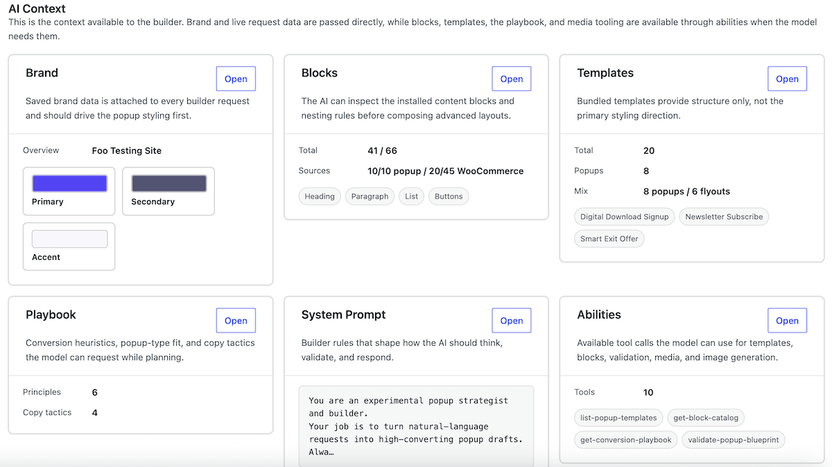 AI Popup builder in FooConvert
