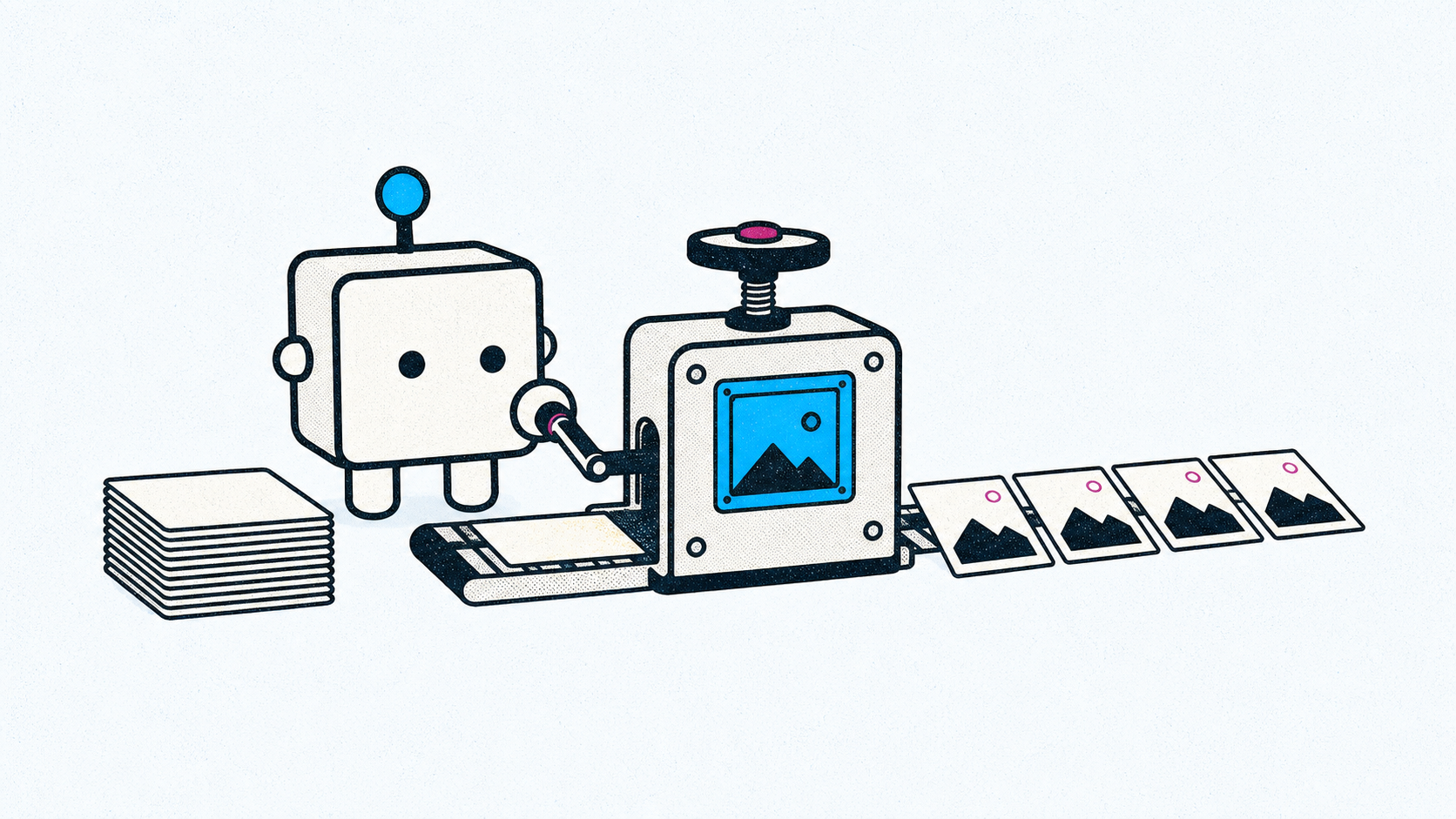 Foobot using a press to apply the same watermark template to a stack of gallery images.