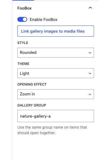 Gallery control for linking all child images to their media files