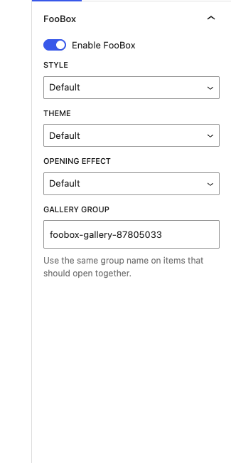 A converted core Gallery showing its FooBox controls